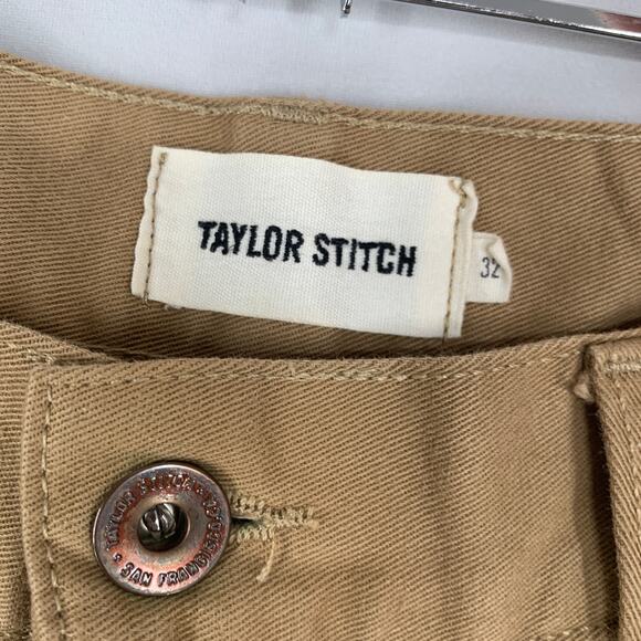 Taylor Stitch Pant Mens 32 Brown 100% Cotton Canvas Chino Straight Leg Office 31 - Picture 4 of 10